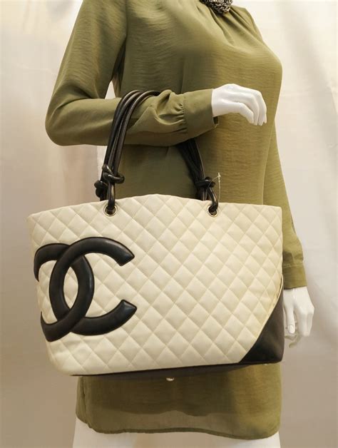 chanel white quilted ligne cambon large tote bag|Chanel Quilted Large Ligne Cambon Tote .